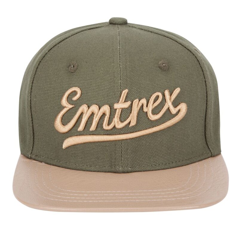 Emtrex Snapback Green & Tan PU Leather & Canvas 1
